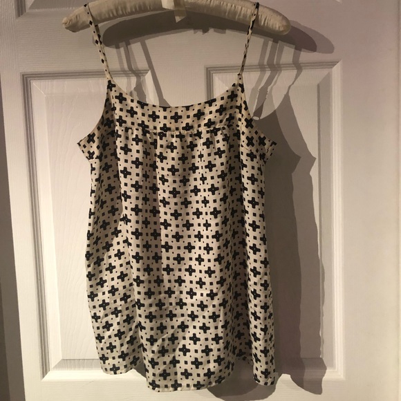 Silky Polyester Cream & Black Cross Tank Top - Picture 2 of 7